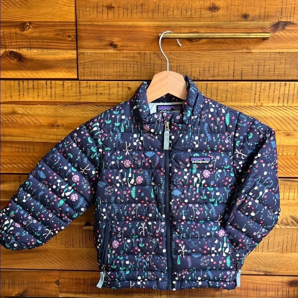 Patagonia Kids' Floral Puffer Jacket - Blue